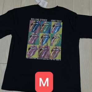 メンズ tシャツ新品 ローリングストーンズ Tシャツ Mサイズ バックプリント ブラック