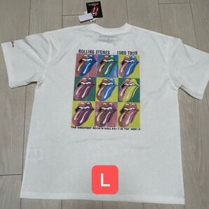 メンズ tシャツ L 新品 ローリングストーンズ Tシャツ Lサイズ ホワイト バックプリント 半袖Tシャツ