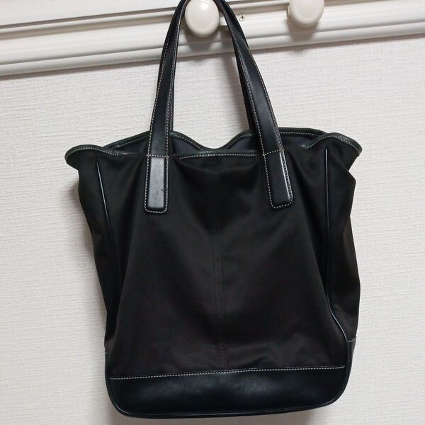 COACH コーチ トートバッグ ハンドバッグ ナイロン レザー A4収納可能 大容量 ブラック 黒