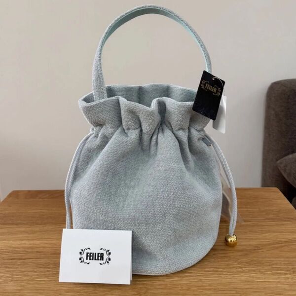 新品 未使用 FEILER フェイラー ユニ ゴルフ女子 巾着バッグ シルバーグレー
