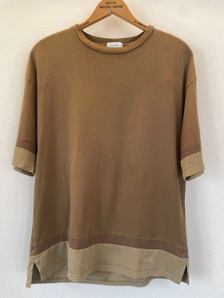 お値下げ!希少!EN ROUTE アンルート 五分袖 Tシャツ ブラウン 切り替え サイズ3(L-XL)メンズ
