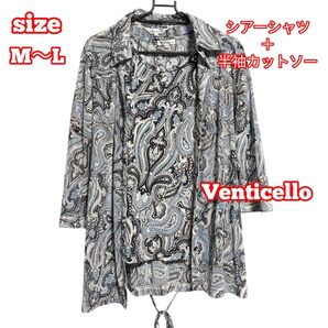 Ventricello ペイズリー柄 シアーシャツ M〜L