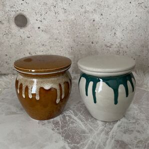 蓋つきミニ小壺2つセット 陶器 梅干し インテリア小物入れ