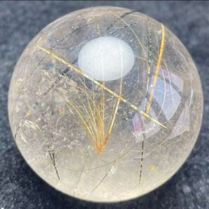 45mm ゴールドルチルクォーツ 丸玉 スフィア 金針水晶