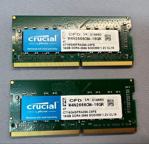 ノート用メモリ16GB×2枚(32GB) DDR4-2666