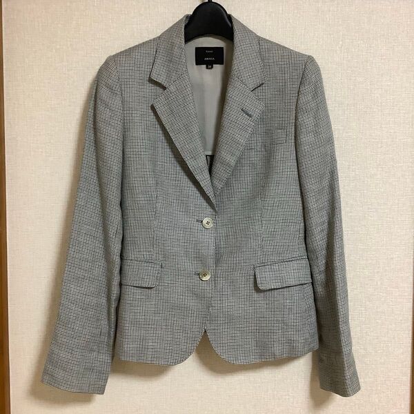 Kemit AMACA テーラードジャケット シングル 千鳥格子柄 麻 サイズ38
