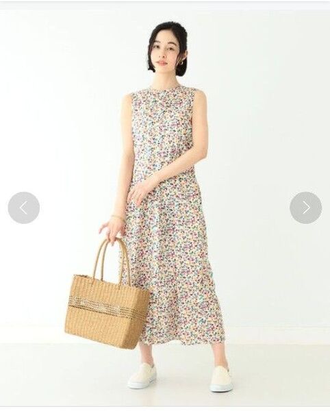 BEAMS BOY リバティ ベルテッド クルーネック ノースリーブ ワンピース ビームスボーイ