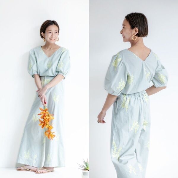 ヌキテパ Kanako Sato x ne Quittez pas パンツセットアップ 刺繍トップス