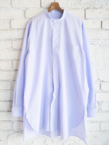 【comoli】23SS バンドカラーシャツ SAX