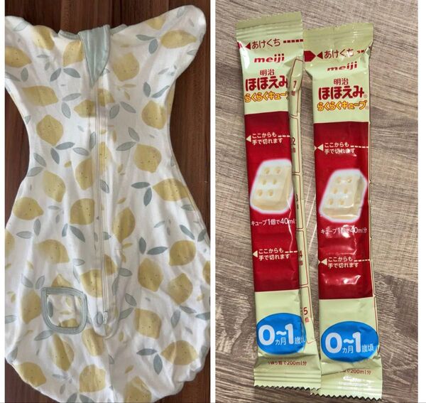 スワドル おくるみ 赤ちゃん 新生児 ベビー服 M ほほえみ ミルク キューブ 2袋
