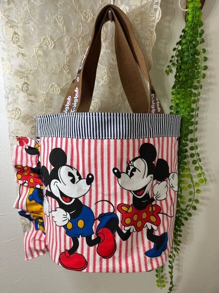 デニムリメイク ハンドメイド トートバッグ バケツバッグ ミッキー