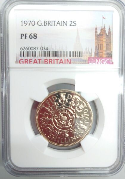 1970年イギリス 2シリング硬貨 PF68 NGC鑑定済