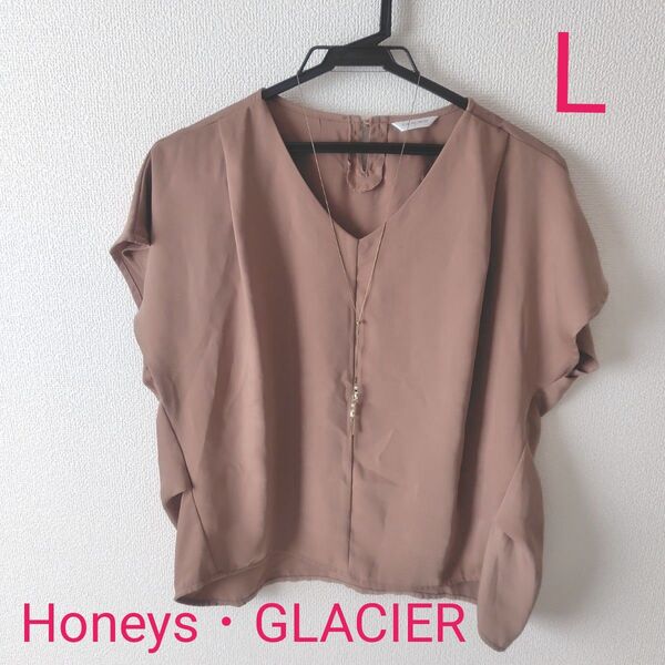 ハニーズ GLACIER Vネック シャツ L ネックレス付き