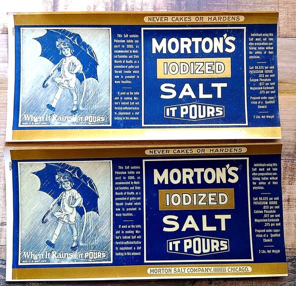 ビンテージ海外ラベル 2枚 MORTON SALT モートンソルト ラベル ジャンクジャーナル おすそ分けファイル レトロ