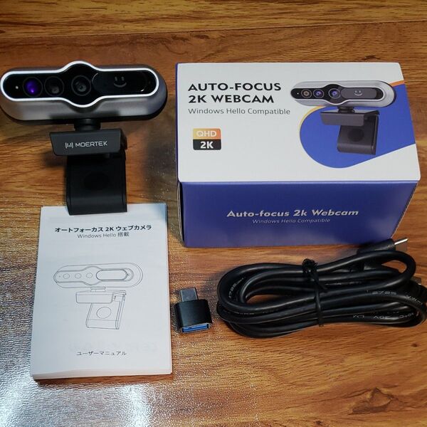 MOERTEK オートフォーカス 2K マイク付きWebカメラ 5MP Windows Hello対応