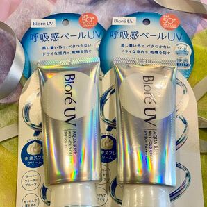 NEW 花王 ビオレUV呼吸感ベールUV アクアリッチエアリーホールドクリーム/2個☆