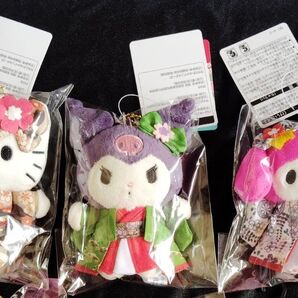 新品 サンリオ 大奥 マスコットキーホルダー キティ マイメロディ クロミ ぬいぐるみ コラボ 限定 江戸☆大奥 3個セット