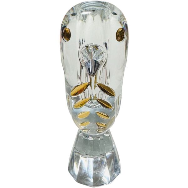 【極美品】Baccarat ファウナクリスト 花瓶 フラワーベース 鳥 金彩