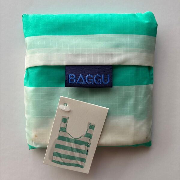 BAGGU STANDARD BAGGU バグゥ 正規品 スタンダード ストライプ ミントxホワイト 汚れあり エコバッグ