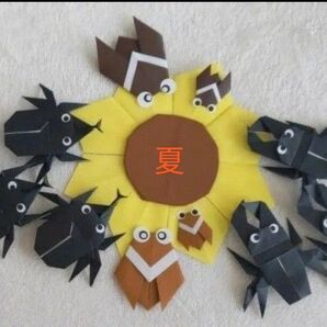 夏壁面飾り カブト虫&クワガタ&親子セミのセット