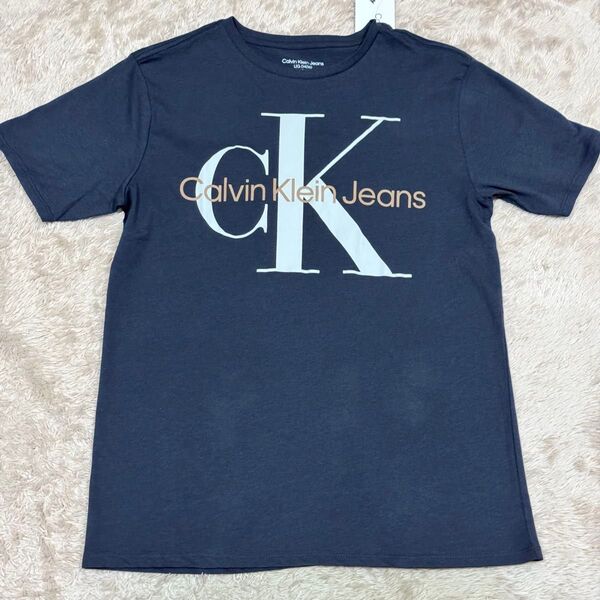 新品タグ付き Calvin Klein Jeans Tシャツ ユニセックス CKロゴ L ダークグレー