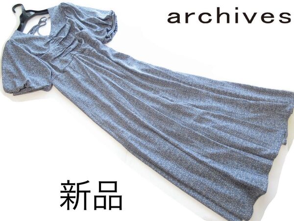 新品archives/アルシーヴ 小花柄シャーリングパフスリーブワンピース/BL