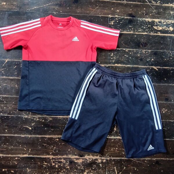 adidas 赤黒 Tシャツ パンツセット アディダス 160 上下セット