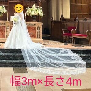 ロング ベール 刺繍 結婚式 ウェディング ブライダル 前撮り フォトウェディング ロングベール 4m 3m