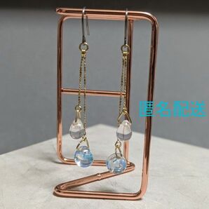 ハンドメイド ピアス(イヤリング) ブルー 雫 ドロップ ティアドロップ