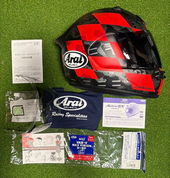 Arai アライ ASTRO-GX CHECKER アストロジーエックス チェッカー 赤 つや消しフルフェイスヘルメットXLサイズ