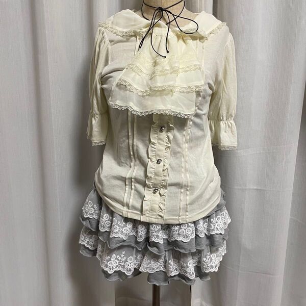 タグ付き新品 Tシャツ グランジ 森ガール ブラウス y2k 姫ギャル 地雷 レトロ リボン