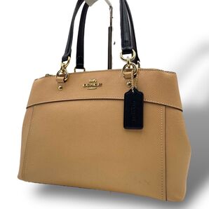 COACH コーチ ハンドバッグ レザー ゴールド金具 ベージュ チャーム 通勤 通学 オシャレ