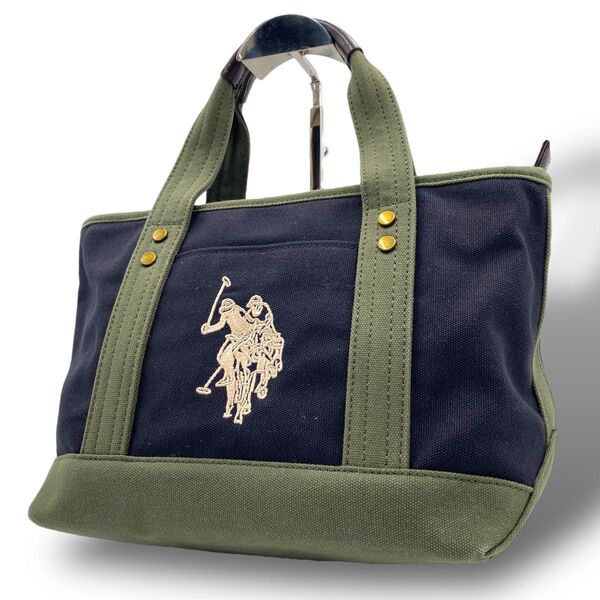 美品◎ USPOLOASSN ユーエスポロアッスン Ralph Lauren ラルフローレン トートバッグ キャンバス バイカラー