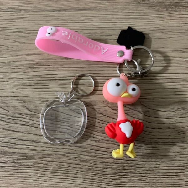 ミセスグリーンアップル りんごキーホルダー ケセラセラ ピンク 鳥 2個セット