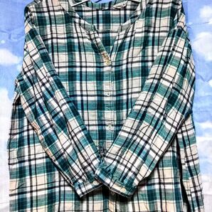 Samansa Mos2 チェック柄シャツ ブラウス グリーン レディース