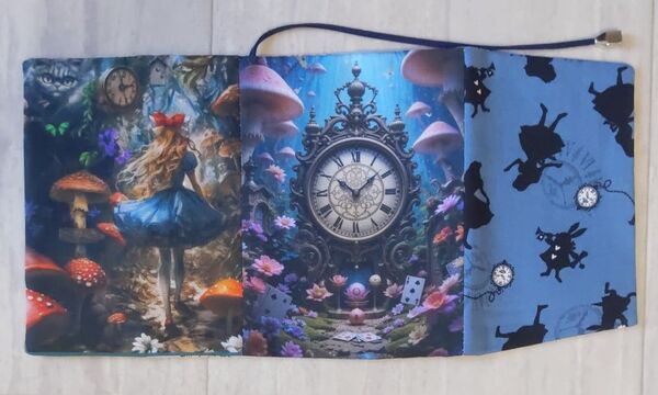 ハンドメイド ブックカバー 文庫本サイズ アリスダブルパネル