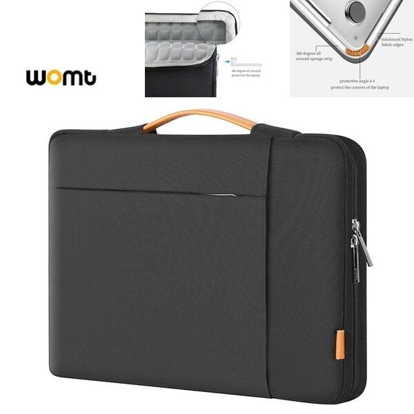 【即発送】Womt 360°強力保護 ノートPCケース 新品 黒 ブラック 13インチ 13.3インチ 14インチ 取っ手付き