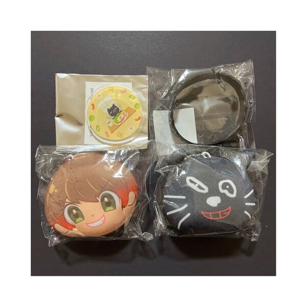 東キヨドーム キヨ15周年くじ キヨくじ キヨ猫 キヨ アクリルバッジ ラバーバンド もちもちビーズクッションキーホルダー 4点