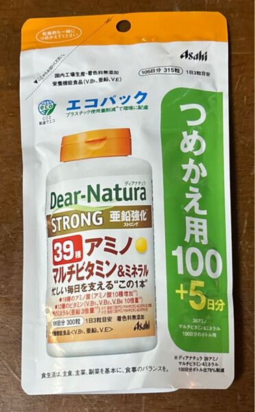 Asahi ディアナチュラ 39種 アミノ マルチビタミン&ミネラル 詰め替え用 105日分 1袋