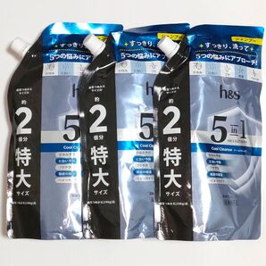 h&s 5in1 クールクレンズ 頭皮ディープクレンズ シャンプー 特大サイズ 560g つめかえ 3個
