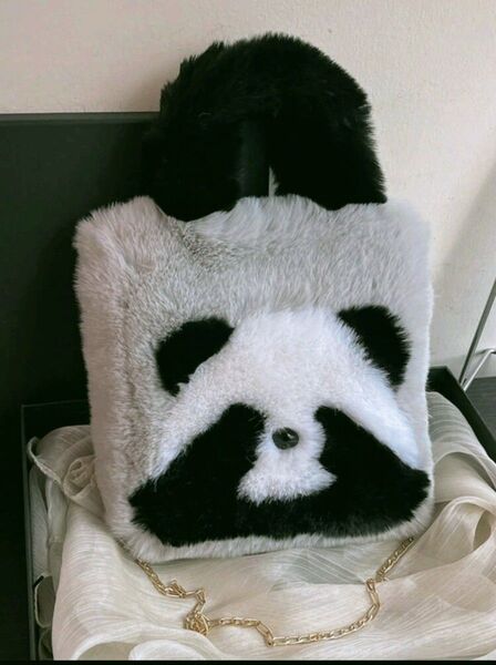パンダ トートバッグ ショルダーバッグ ふわふわ フェイクファー かわいい