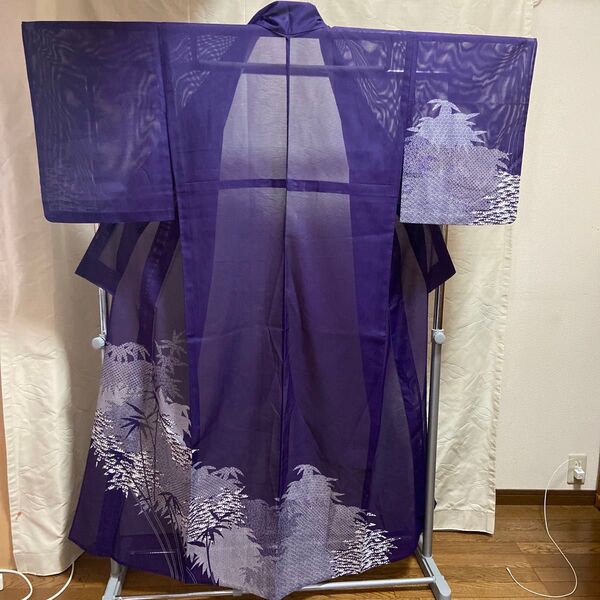 Y 付け下げ(夏用) 絽 紫 竹 着物 和装 和物 和服 和風