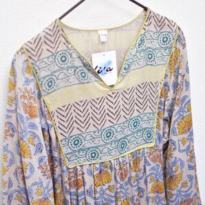 新品 インド綿ワンピース 花柄 アジアン エスニック ブロックプリント エイチビー ワンピース ヌキテパ Hタイプ