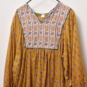 新品 インド綿ワンピース 花柄 アジアン エスニック ブロックプリント エイチビー ワンピース ヌキテパ Rタイプ