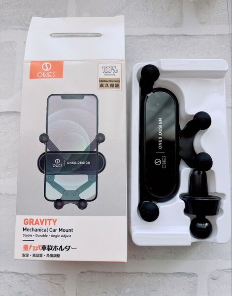 ONES 重力式車載ホルダー スマホホルダー ミニコンパクト 全車種対応