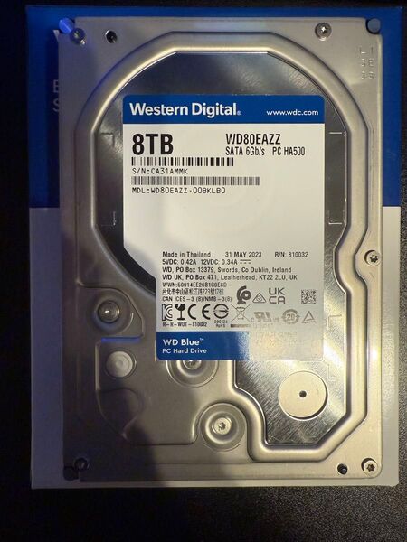 WD Blue WD80EAZZ HDD 8TB【使用時間:約1.8万時間】②