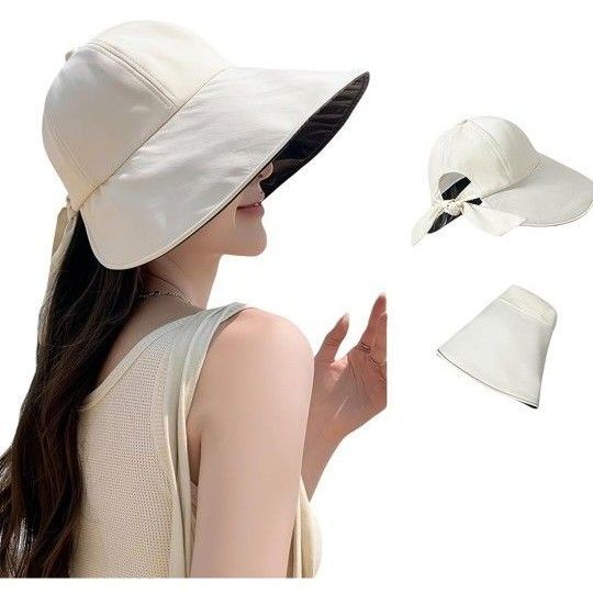 日焼け防止 UV カット 日除け帽子 レディース春夏用サンハット 通気性良し・防紫外線 アウトドア・自転車・旅行に最適