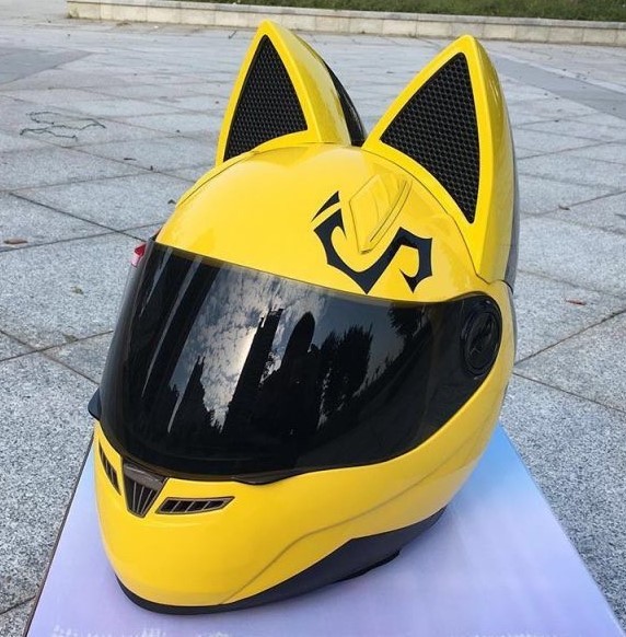 します 猫耳付きヘルメット フルフェイスヘルメット カワイイ、6 8OFqK