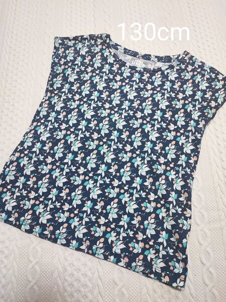 UNIQLO ノースリーブTシャツ 小花柄 ネイビー 130cm