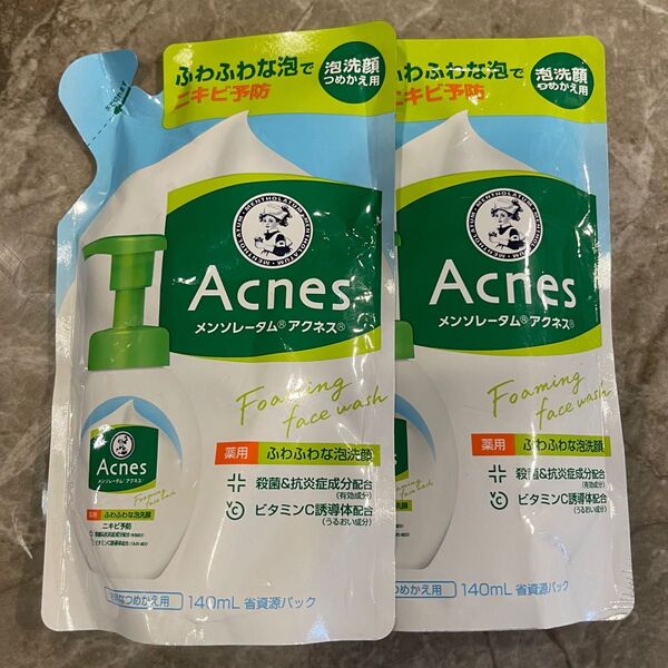 【新品・未開封】メンソレータム泡洗顔 アクネス 詰め替え140ml ×2個 薬用